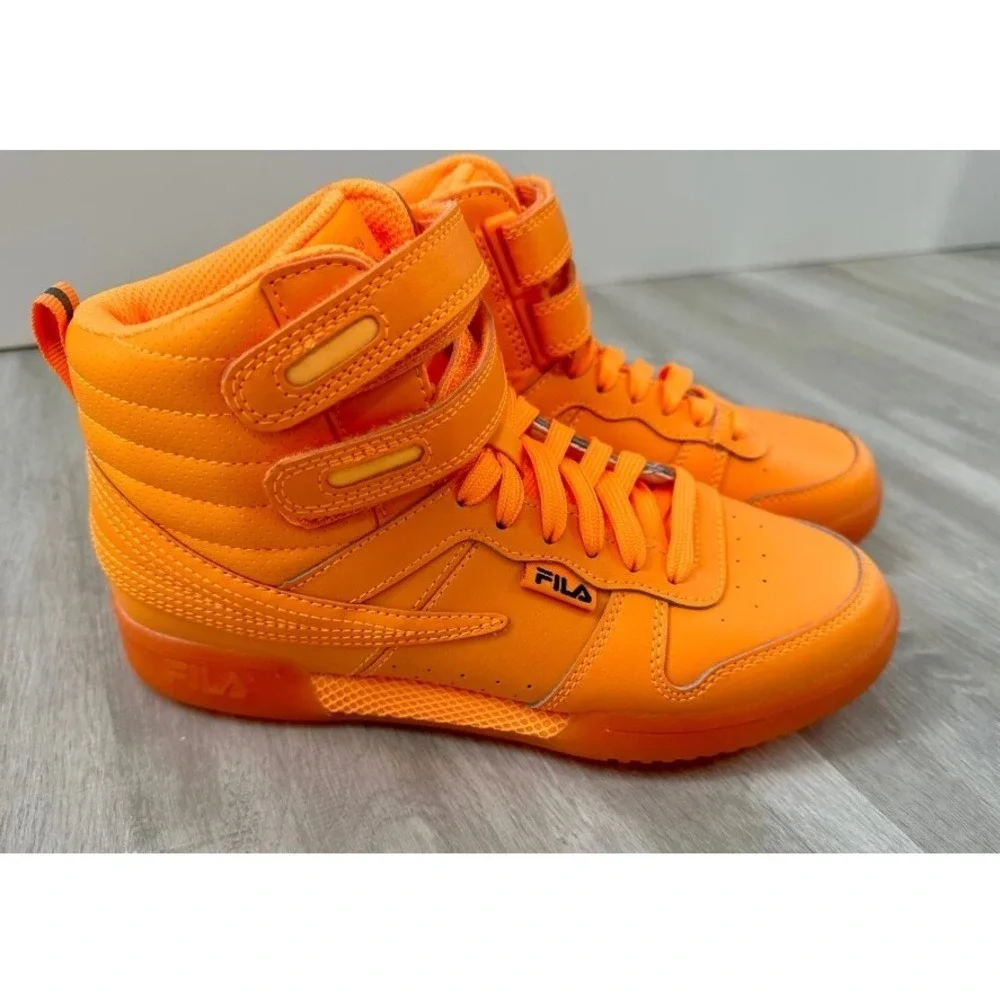Fila High Top‎ Sneakers Bright Orange Lace Up Velcro Women US 6 EUR 37